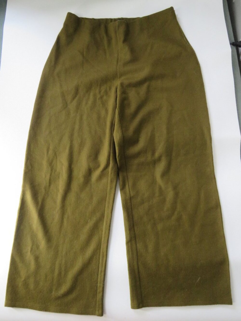 Eileen Fisher Boiled 100% Wool Jersey Wide-Leg Pants in Serpentine Size M